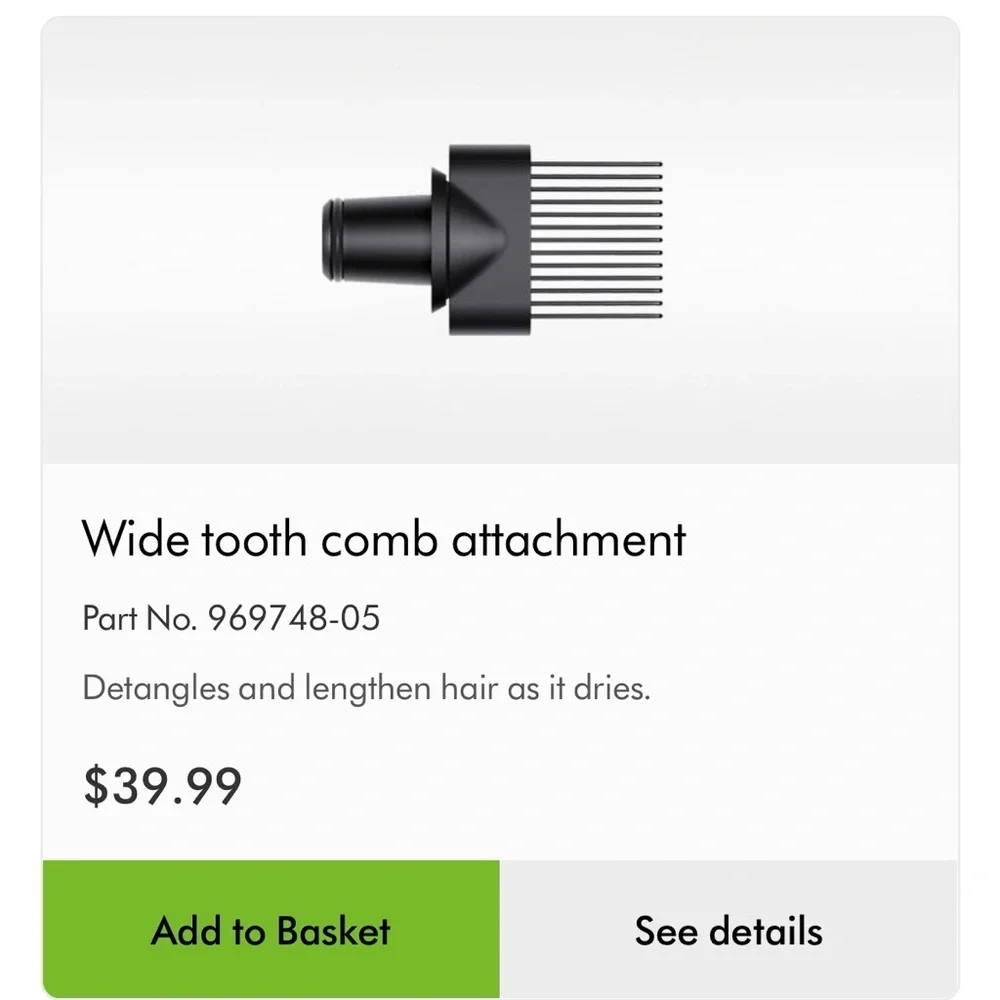 Dyson Supersonic Professional Wide-tooth Comb attachment